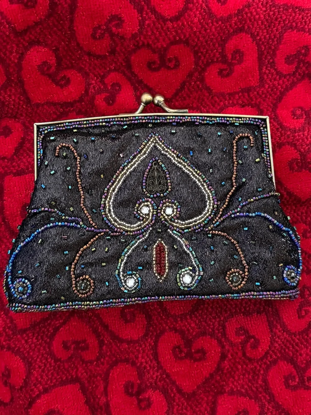 Vintage Colorful Beaded & Embroidered Octopus Clutch
